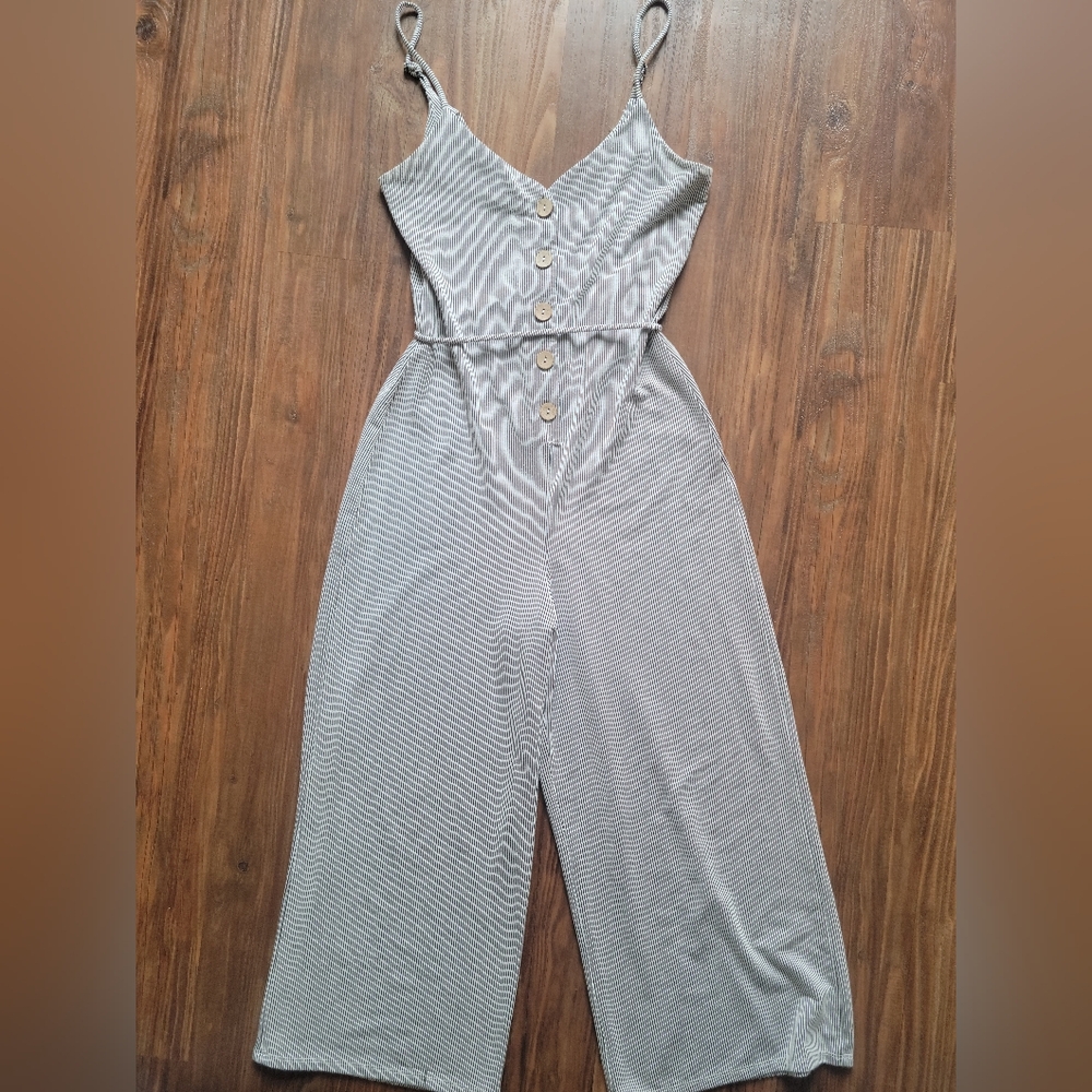 Gray Button-Down Jumpsuit